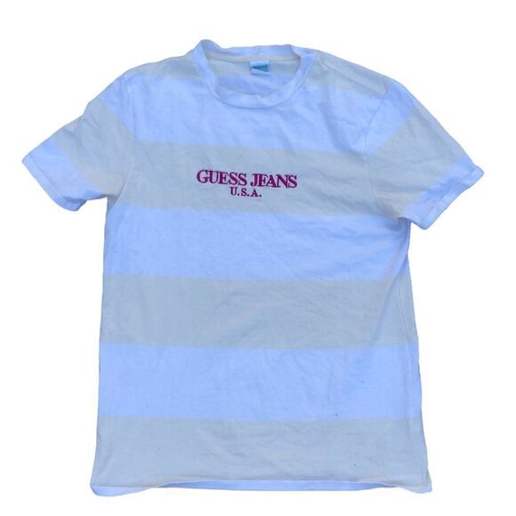 Rare Guess Farmers Market Striped Shirt Medium - Picture 1 of 6